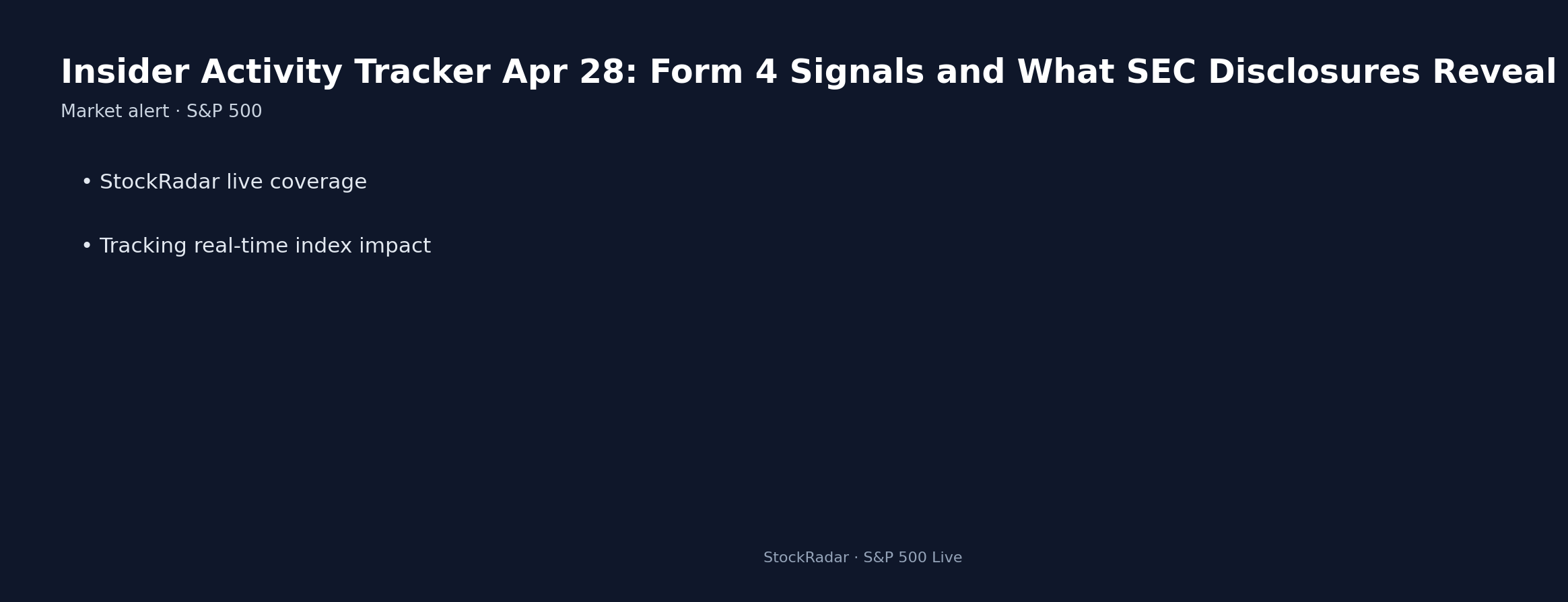 Insider Activity Tracker Apr 28: Form 4 Signals and What SEC Disclosures Reveal